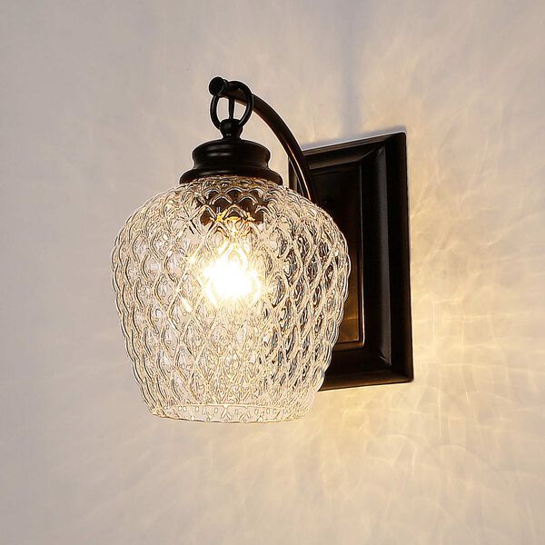 Adeline Matte Black One-Light Wall Sconce with Clear Glass, image 5